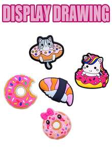 16-23-33-53-61 PCS Flat Pink Mixed Package Series, Whale, Dessert, Unicorn, Cat, Butterfly, Starfish, Stationery, Detachable Washing, Pointe Fashion Accessories, Light Up Every Step Of Style, Inlaid In The Shoes Of The Craft Pearl Shining Bright, Cute Summer Daily Wear - Multicolor - View 6