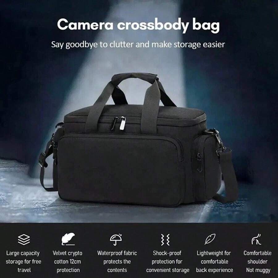Digital Camera Shoulder Travel Bag Large Case Waterproof For SLR DSLR Canon Gift - Black - View 1