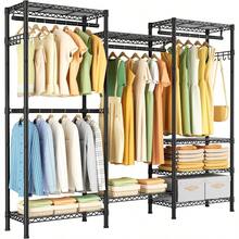 Heavy Duty Garment Rack Large Clothes RackFreestanding Closet Portable Clothing Rack With 8 Adjustable Wire Shelves And 4 Hang Rods Metal Closet Storage Wardrobe Organizer System Max Load 800lbs
