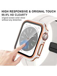 2-In-1 Apple Watch Protective Case, Globally Popular New Product, Apple Watch Screen Protector, PC Hard Material Electroplated Rose Gold Color, Suitable For Apple Watch Ultra 3/2/1, SE, S9/8/7/6/5/4/3/2/1 Series, For Men And Women, Watch Enthusiasts, Replacement SmartWatch 38/40/41mm, 42/44/45/49mm, White Watch Case