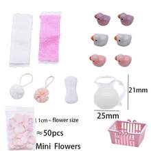 娃娃屋配件-迷你口红、香水、浴室套装、毛巾、吹风机、BJD微型沐浴场景化妆道具、微型玩具、装饰模型