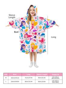 1pc High Permeability Printed Thickened Flannel Single Layer Hooded Sweatshirt, Video Game Controller & Space Pattern Wearable Blanket, Warm And Windproof Fleece Robe For Boys, Autumn/Winter - Multicolor - View 3