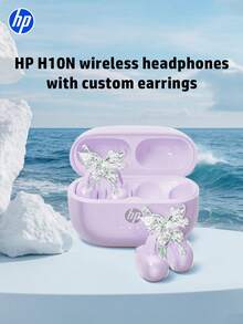 HP 夹耳式蓝牙无线耳机，带 TWS 立体声、ENC 通话降噪、IPX4 防水、5.4 自动配对耳机、带麦克风触控的无线耳机（适用于 Android 和其他系统）、带麦克风的游戏耳机和扬声器，是送给学生和办公室工作人员的绝佳节日母亲节礼物 - 套裝 - 查看 3