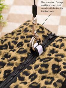 1pc Khaki Leopard Print & Spotted Gourd Pattern Cotton Dog Coat With Back Zipper, Washable Pet Jacket Suitable For Large, Medium And Small Dogs, For Indoor Or Outdoor Wear