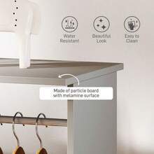 HOMCOM Open Wardrobe Double Mobile Storage Shees Organizer W 6 WheelsGrey - Grey1 - View 4