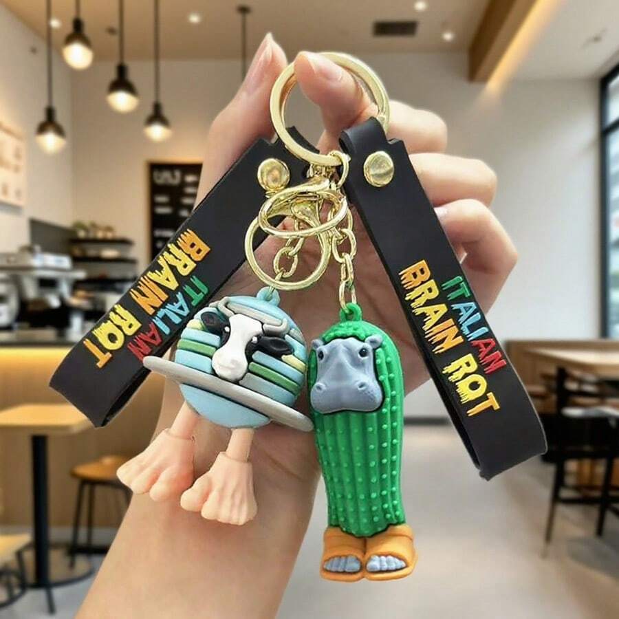 Classic Shanhaijing Wooden Stick Person Keychain Italian Brainrot Abstract Pendant Tung Tung Tung Sahur Funny Accessory Tralalerotralala Car & Backpack Pendant Halloween Accessories Teachers Day