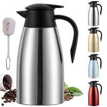 2L/67oz Stainless Steel Thermal Coffee Carafe With Cleaning Brush, Double-Wall Vacuum Insulated Coffee Pot,Thermal Bottle For Coffee And Tea, Insulated Vacuum Bottle For Home, Office, And Carafe Use, Perfect For Hot And Cold Beverages - Multicolor - View 1