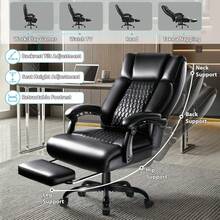 Office Chair,Big And Tall Office Chair With Lumbar Support,Executive Heavy Duty Office Chair With Foot Rest Ergonomic High Back Computer Gaming Chairs Home Office 400lbs - 黑色 - 查看 4