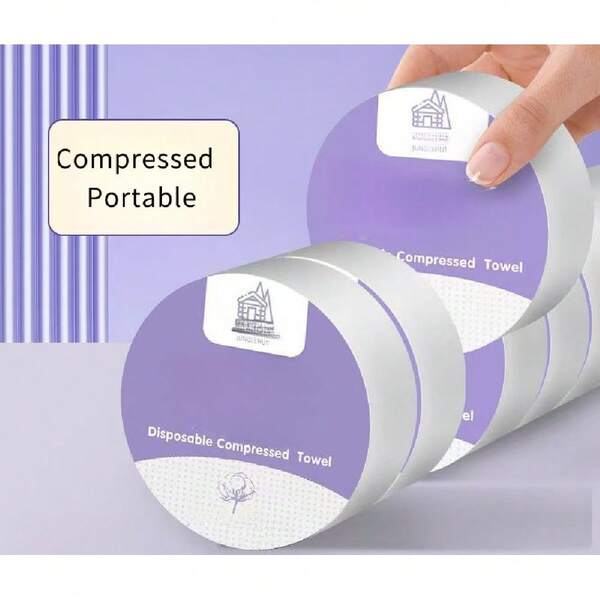 1 PCS Compressed Towel 23 X 11 Inch Disposable Cotton Bath Towels Portable Light And Reusable Suitable For Hiking Camping Beach Swimming And Traveling