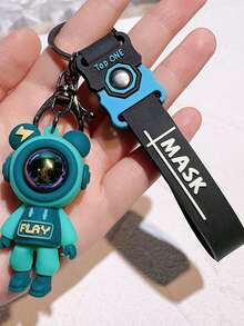 1pc Cartoon Lightning Bear Keychain Backpack Charm, Key Holder, Suitable As Small Gift For Christmas Holiday Party - Multicolor - View 12