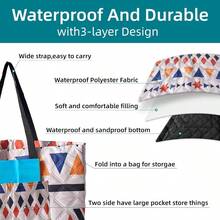 Outdoor Packable Picnic Blanket With Zipper Folds Into Tote Bag With Large Storage And Shoulder Strap Waterproof Sandproof For Lawn Beach Hiking Camping Colorful2 Large
