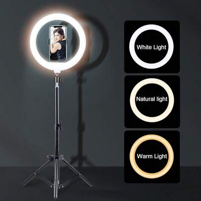 TOKQI 10-Inch Professional LED Ring Light Kit - Includes 55cm Adjustable Stand And Multifunctional Clip | USB Powered, Smart Fill Light, 3 Color Temperatures Adjustable, Suitable For Live Streaming/Makeup/Video Conferencing/Photography | Includes Phone Holder, Recommended Christmas Gift