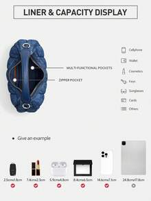 Coach Women's Clutch Handbag Purse Quilted Canvas Crossbody Bag For Women Small Top Handle Satchel Bag Ladies' Casual Clutch Purse With Detachable Chain Strap,CAK89 SVDE - Navy Blue - View 8