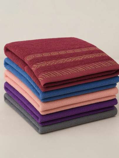 Kit 6 Toalha de Rosto 35x75cm Algodão e Poliéster Macia Absorvente Barra Decorada Várias Cores