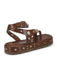 Loris Shoes Oficial Comfortable Flat Sandal With Spike Buckle 053-032 - 駝色 - 查看 4