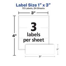 Removable Multi-Use Labels, *" X 3", White, -Printable, 72 Pack - Black - View 4