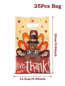 50pcs Thanksgiving Gift Bags Handbag, Autumn Harvest Turkey Plastic Bags, Gift Packaging Bags, Happy Thanksgiving Decorations, Thanksgiving Party Supplies, Harvest Festival Party Gift Wrapping Supplies, Thanksgiving Family Gathering Gift Decorations, Fall Outdoor Decorations, Kitchen Packaging Supplies, Fall Party Small Gift Bags, Party Favors
