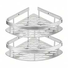 1 Stück Edelstahl Eckduschablage - Einfach zu installieren, wandmontiertes Badezimmerregal-Organizer mit Gitterdesign ohne Bohren, effizientes Trocknen, rostfreier Shampoo- und Zubehöraufbewahrungsständer, platzsparend für Küche und Bad, moderne Badaccessoires, langanhaltend Badezimmerartikel, Badezimmer-Organizer und -Aufbewahrung