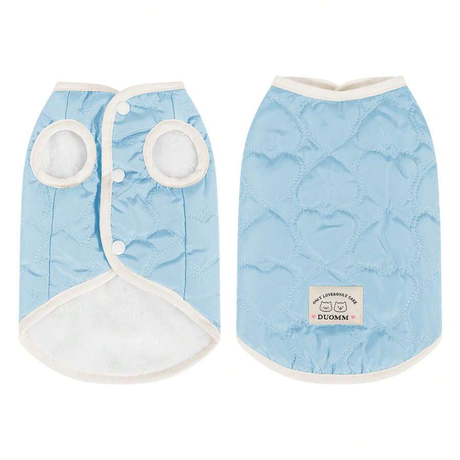 Dog Quilted Vest Jacket Contrast Color Warm Cat Coat Winter Clothes For Cold Weather Pet Apparel For Small Dogs - Blue - View 1