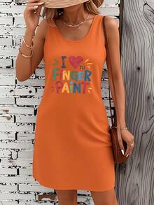 Finger Painting Fun Colorful Summer Fun Summer Dress - Orange - View 1