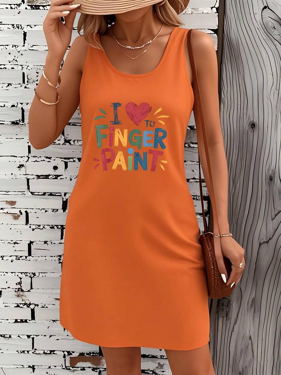 Finger Painting Fun Colorful Summer Fun Summer Dress - Orange - View 1