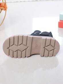 1 双女童简约时尚舒适百搭室内/室外休闲低帮靴，适合春秋季节 - 黑色 - 查看 7