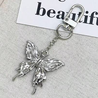 1pc Y2K Butterfly Keychain, Creative Vertical Stripe Butterfly Couple/Best Friend Gift, Bag Charm