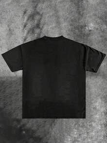 FLYRICH FEAR NO MORE (220 Cotton T-Shirt)Men's T-Shirt, Cotton Casual T-Shirt, Loose Style, Versatile, Unisex, Suitable For Holiday Gifts, Indoor And Outdoor Wear - 黑色 - 查看 2