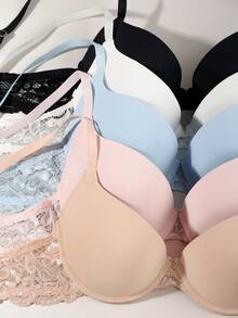 Bộ 5 áo ngực nâng ngực cho nữ, áo ngực có gọng thoải mái và thoáng khí - Nhiều màu - Xem 5