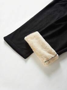 Women's Plus Size Fleece Lined Straight Leg Sweatpants, Warm And Comfortable Casual Pants For Winter