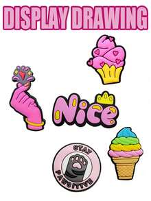 16-23-33-53-61 PCS Flat Pink Mixed Package Series, Whale, Dessert, Unicorn, Cat, Butterfly, Starfish, Stationery, Detachable Washing, Pointe Fashion Accessories, Light Up Every Step Of Style, Inlaid In The Shoes Of The Craft Pearl Shining Bright, Cute Summer Daily Wear - Multicolor - View 7