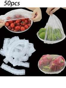 90-100pcs/190-200pcs Transparent Plastic Cover PE Thin Film Plastic Bags For Bowl Cover Leftover Food Cap, Kitchen Essentials To Keep Your Food Fresh And
