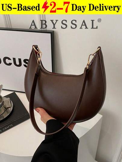 Ladies Bag; Korean Version Of Fashion Retro Handbag For Women; Tote Bag New Fashion Simple Texture Single Shoulder Bag Leisure Handbag Crescent Moon Small Travel Accessories,Halloween,Halloween Decor,Fall Decor[US Local Warehouse]