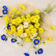 1PC Poppy Flower Simulation Flower Home Decoration Silk Flower Plush Pole Simulation Flower Ornament Hand-Held Flower Party Decoration Wedding Decoration Restaurant Table Simulation Flower Decoration Artificial Flower Branches Including Iron Wire Can Be Folded - Multicolor - View 7