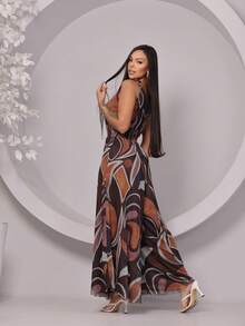Women's Tulle Tank Top Jumpsuit With A Waistband - 黑色 - 查看 4