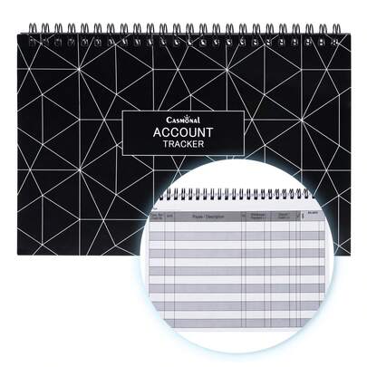 A5 Check Registers For Personal Checkbook, Big Checkbook Register & Financial Transaction Ledger Log Book For Small Business, Track Payments, Deposits, Debit Card And Bank Account, Black