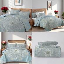 2/3pcs Luxury Boho Flower Printed Quilt Set(1 Quilt + 1/2 Pillowcases), Machine Washable Durable And Lightweight Summer Bedding Set, 100% Microfiber Breathable Bedspread Set, Versatile For All Seasons, Creative Room Decor - Hoa Bohemian - Xem 1