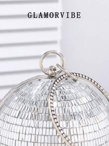1pc Women's Fashionable Sparkling Ball-Shaped Crystal Rhinestone Evening Clutch Bag, Luxury Diamond Ring Handbag, High-End Shiny Diamond Formal Dress Purse, Minimalist Clutch Suitable For Gala, Party, Birthday, Wedding, Gift