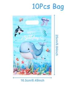 10/25/50 Stücke Meerestier Geschenktüte, Geschenkverpackungstüte, Unter-dem-Meer Party Gastgeschenktüte mit Wal, Qualle, Delfin Design, Tragetasche, Baby Dusche Kleine Geschenktüte, Geschenkverpackungstüte, 1. Geburtstag Party Deko, Gender Reveal Party Zubehör, Baby Jungen & Mädchen Party Deko, Baby Dusche Party Zubehör, Erste Geburtstag Party Deko