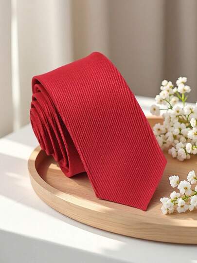 1 corbata delgada roja para hombre, corbata formal de moda para boda y fiesta