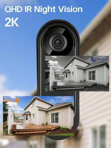2K Wide Video Doorbell Camera, Wireless Indoor Chime, Free Cloud Storage And 32GB Micro SD Card, 2K Wide Live Video, 2K Night Vision, Weaterproof, Easy To Insallation, Human Detection And Motion Detection, Alert Message, Indoor/Outdoor - 黑色 - 查看 4