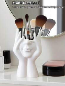 Rangement pour forme de tête de femme, décoration bohème et vase en forme de visage féminin pour étagère, support simple pour pinceaux de maquillage à la maison