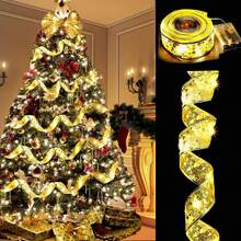 300/500cm Luces de cinta dorada para árbol de Navidad - Luz cálida transparente con remolino, decoración interior para fiesta de Navidad, adorno navideño (Baterías no incluidas) Decoración navideña XMAS Decoración del árbol de Navidad Regalo de decoración Decoración de Acción de Gracias Boda Decoración del hogar Decoración de otoño Decoración de otoño Decoraciones de cumpleaños para regalos Suministros para fiestas Interior Exterior Jardín Decoración de festividades Decoración de Halloween Decoración de pared Adornos de Halloween