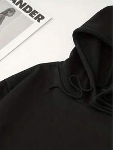 Men's Hooded Sweatshirt With Letter Print - Black - View 4