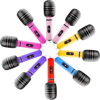 10/9/8/7/6/5/4/3/2/1pcs Inflatable Microphone Fake Microphone Rock Microphone Prop Rock Music Party Decor Inflatable Adult Microphone Performance Party Supplies Karaoke Mini Microphone, Wedding And Photo Booth Prop, Birthday Party Decor, Home Decor, Party Supplies, KTV Karaoke, Birthday Gift, Holiday Decor, Retro Rock