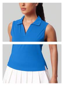Women's Sleeveless Golf Shirts UPF 50+ Quickly Dry Tennis Polo Lightweight Sports Athletic Tank Tops - Hồ Xanh - Xem 7