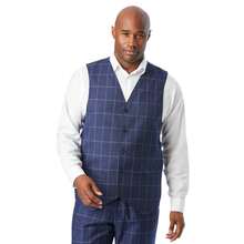 KingSize Men's Big & Tall KS Signature Collection Easy Movement 5-Button Suit Vest - NAVY CHECK - View 1