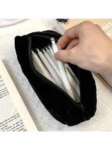 1 件可爱黑猫铅笔盒 - 毛绒笔袋可爱猫咪文具收纳袋，大容量，柔软耐用的铅笔盒，适合返校使用 - 彩色 - 查看 8