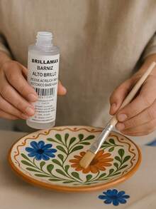 Barniz alto brillo Brillamaz resina acrílica acabado brillante y terso uso en cerámica madera cartón manualidades protección duradera pintura artística profesional - barniz alto brillo - Ver 5