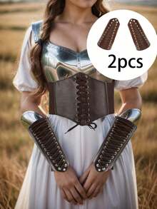 1pc/2pcs/3pcs Medieval Renaissance Costume Accessories Set, Knight Shoulder & Wrist Guards, Viking Style Cosplay Props (Suitable For Halloween, Carnival)